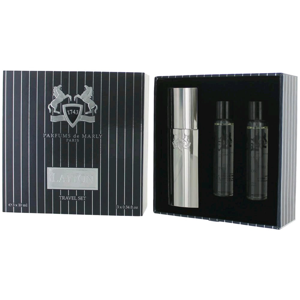 Bottle of Parfums de Marly Layton by Parfums de Marly, 3 Piece Travel Set for Men